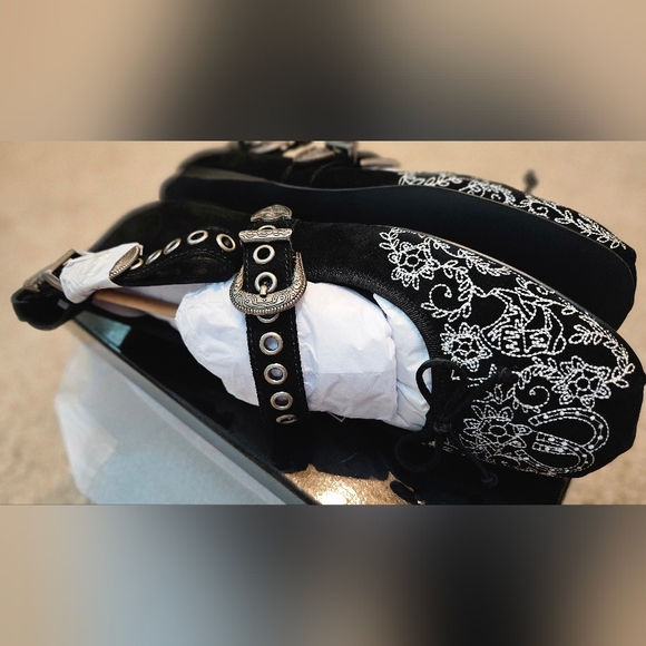 FREE PEOPLE Suede Leather Vintage-inspired Buckle Ballet Flats US 10 / EU 41 - Picture 10 of 15